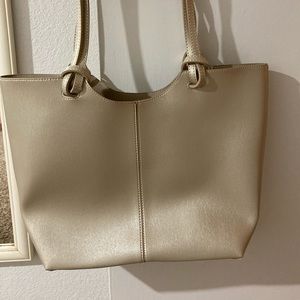Neiman Marcus Vegan Leather Gold Tote Purse Bag